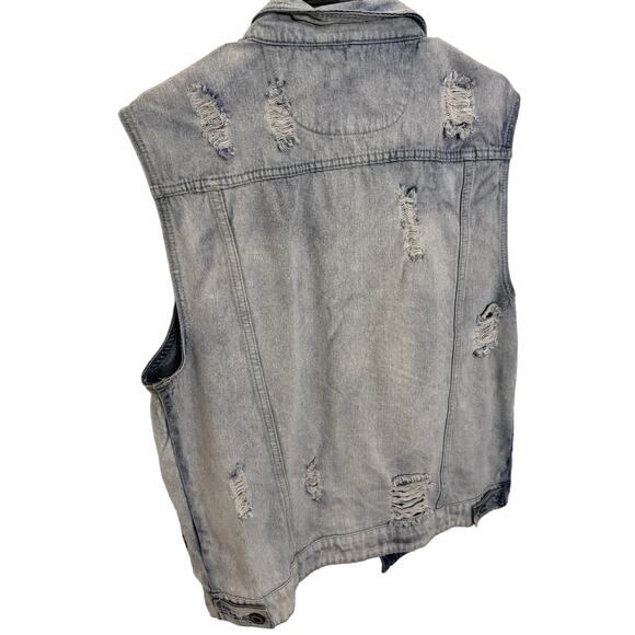 TRILLNATION MENS BLUE DENIM VEST SIZE LARGE - Picture 9 of 10